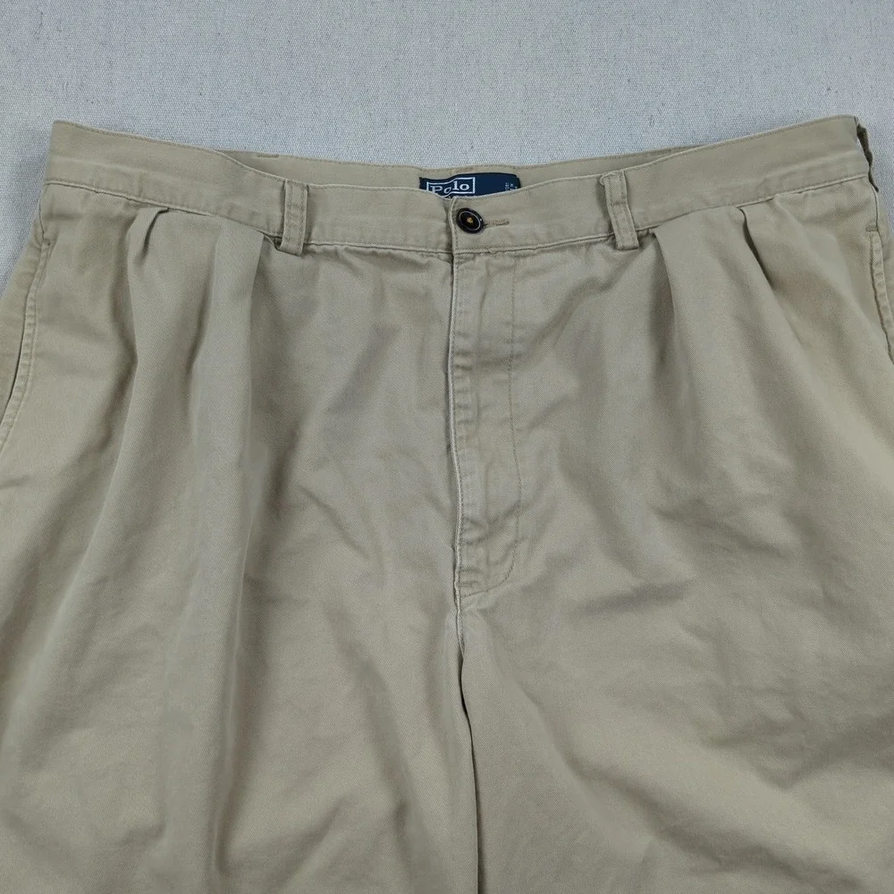 Polo Ralph Lauren Shorts Mens 42 Khaki Pleated Tyler Preppy Casual